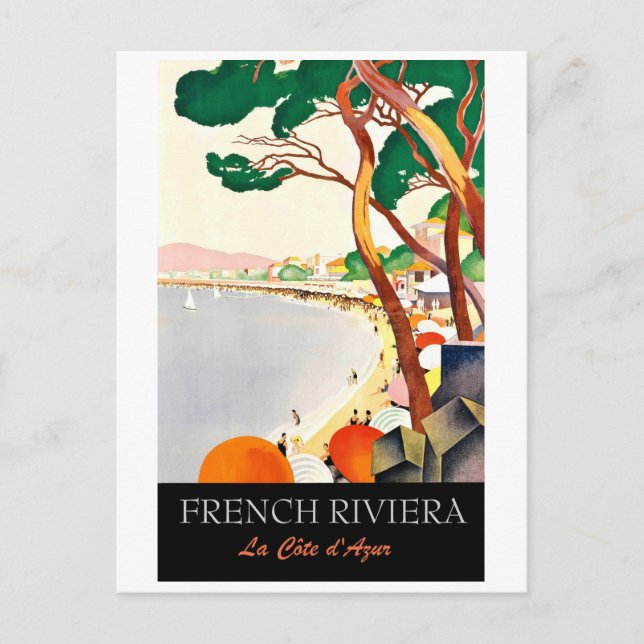 Cartão Postal Riviera francesa, linha costeira, França (Frente)