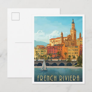 Cartão Postal Riviera Francesa Viagens Antigos