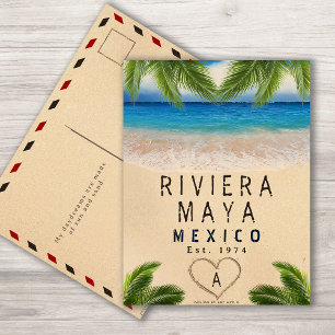 Cartão Postal Riviera Maya Palm Folha Retro 80s Placa Mexicana