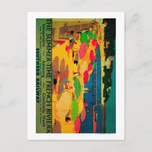 Cartão Postal Riviera Vintage PosterEuropa, no Verão (Frente)