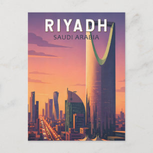 Cartão Postal Riyadh Arábia Saudita Ilustração Viagem Arte Retro