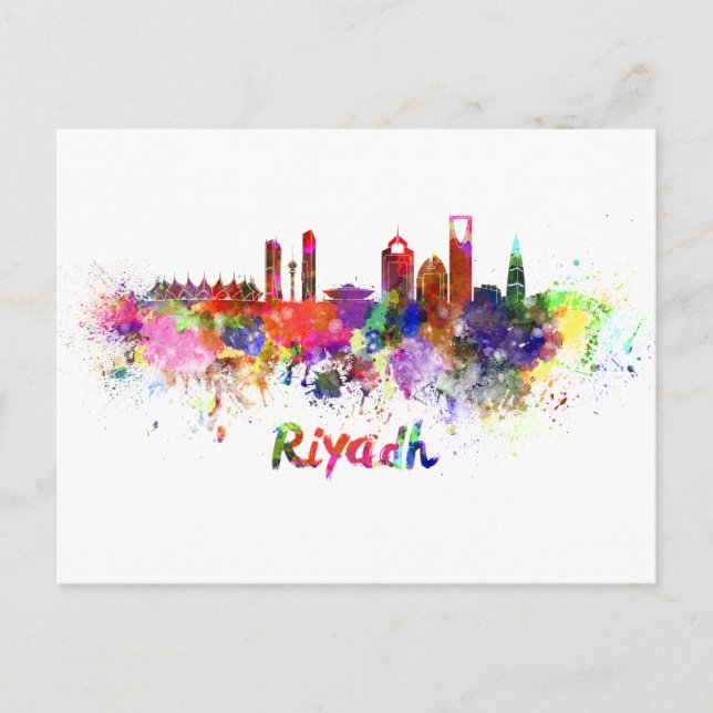 Cartão Postal Riyadh skyline in watercolor (Frente)