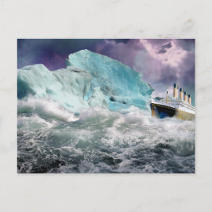 Cartão Postal RMS Titanic e Iceberg Painting