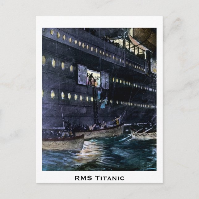 Cartão Postal RMS Titanic escapa aos barcos salva-vidas rapidame (Frente)
