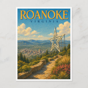 Cartão Postal Roanoke Virgínia Roanoke Star GeoSaga