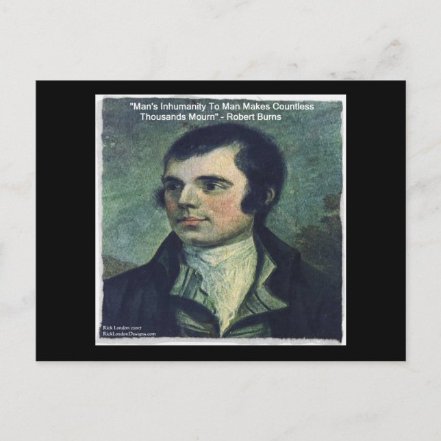 Cartão Postal Robert Burns "A Desumanidade do Homem" Citando pre (Frente)