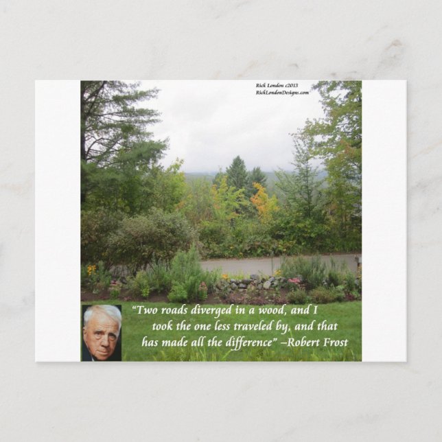 Cartão Postal Robert Frost Wisdom Cita "Road Mless Traveled" (Frente)