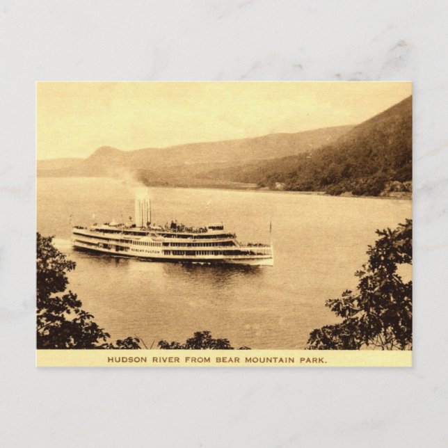 Cartão Postal Robert Fulton Hudson River Bear Mountain Park NY (Frente)