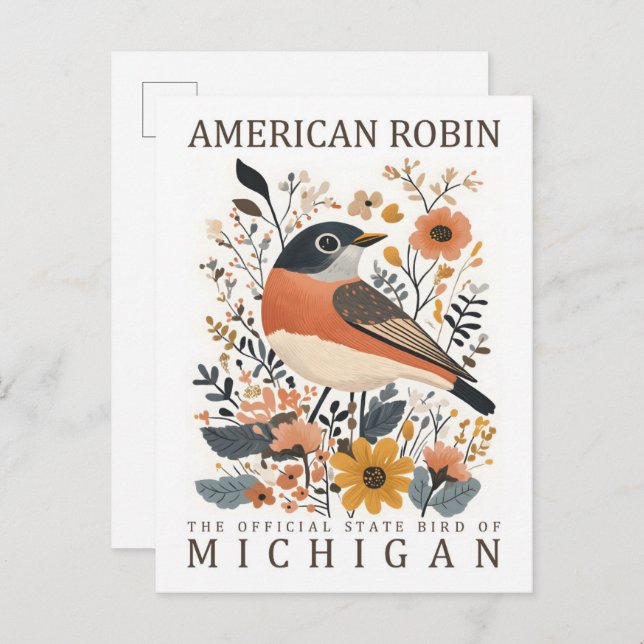 Cartão Postal Robin Americano Ave de Michigan EUA Viagem (Frente/Verso)