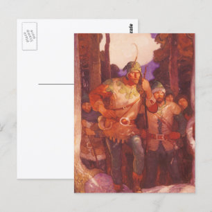 Cartão Postal Robin Hood e Seus Homens Alegres Vintage por NC Wy