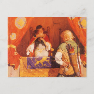 Cartão Postal Robin Hood Vintage Encontra Donzela Marian por NC