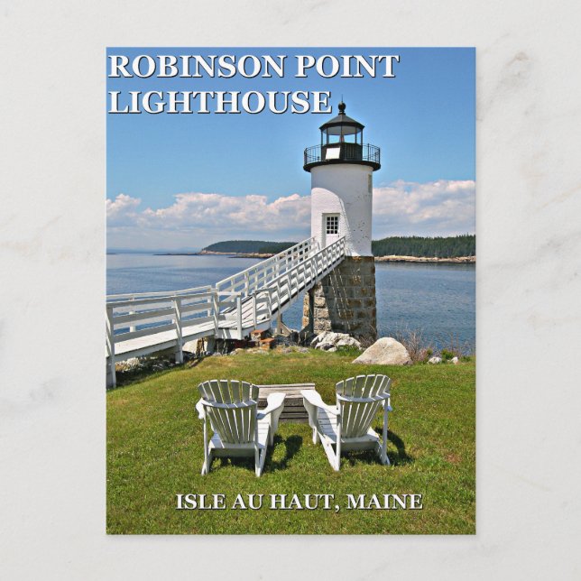 Cartão Postal Robinson Point Lighthouse, Cartão-postal Maine (Frente)