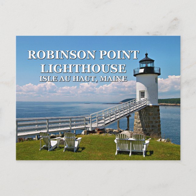 Cartão Postal Robinson Point Lighthouse, Cartão-postal Maine (Frente)