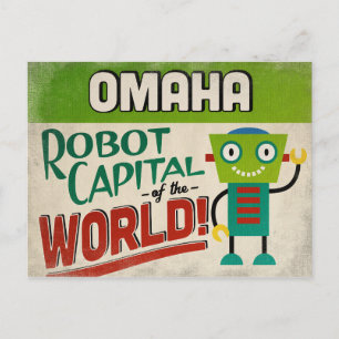 Cartão Postal Robô de Omaha Nebraska - Engraçado Vintage