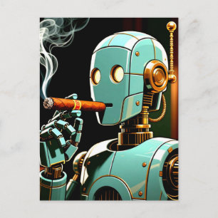 Cartão Postal Robô Fumante De Cigarro