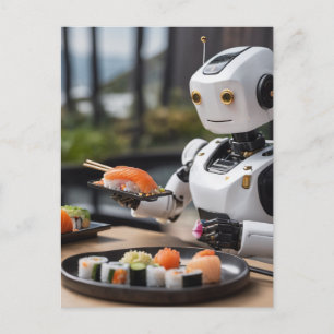 Cartão Postal robô sushi