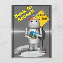 Cartão Postal Robo-x9 na paragem do ônibus escolar