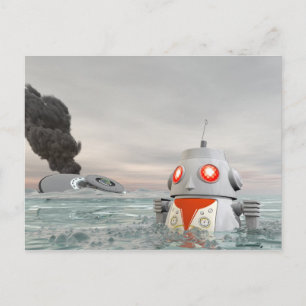 Cartão Postal Robot Crash at Sea Postcard