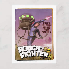Cartão Postal Robot Fighter Fake Pulp Cover Postcard