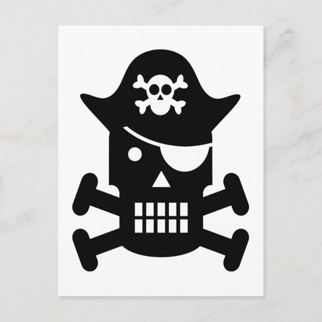 Cartão Postal Robot Skull & Crossbones Pirate Silhouette (Frente)