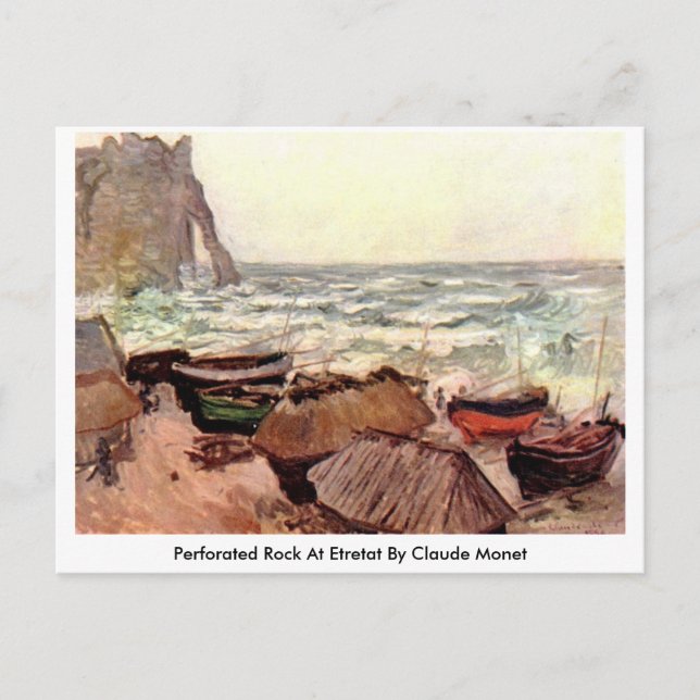 Cartão Postal Rocha Perfurada Em Etretat Por Claude Monet (Frente)