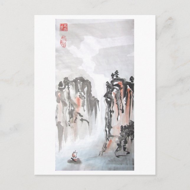 Cartão Postal Rochas no Norte Passagem da Paisagem Chinesa (Frente)