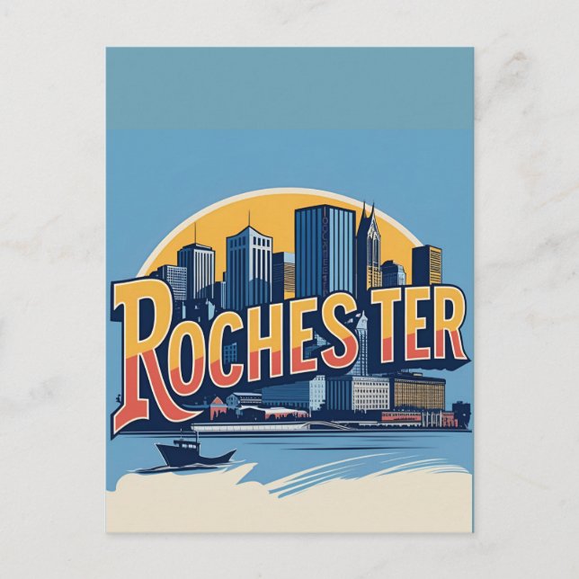 Cartão Postal Rochester City Skyline Nova York EUA (Frente)