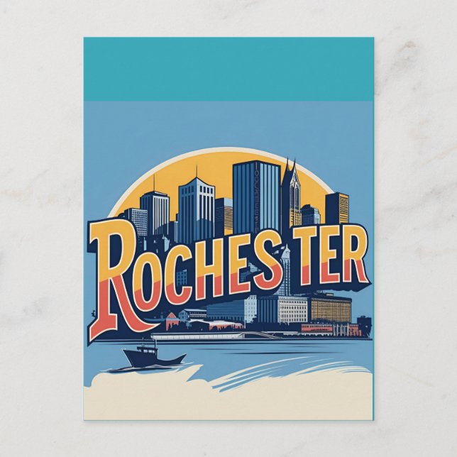 Cartão Postal Rochester City Skyline Nova York EUA (Frente)