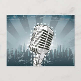 Cartão Postal Rock and Roll do Microfone