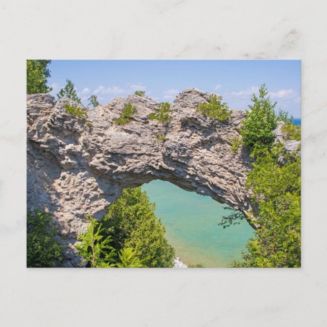 Cartão Postal Rock Arch Michigan da Ilha Mackinac (Frente)