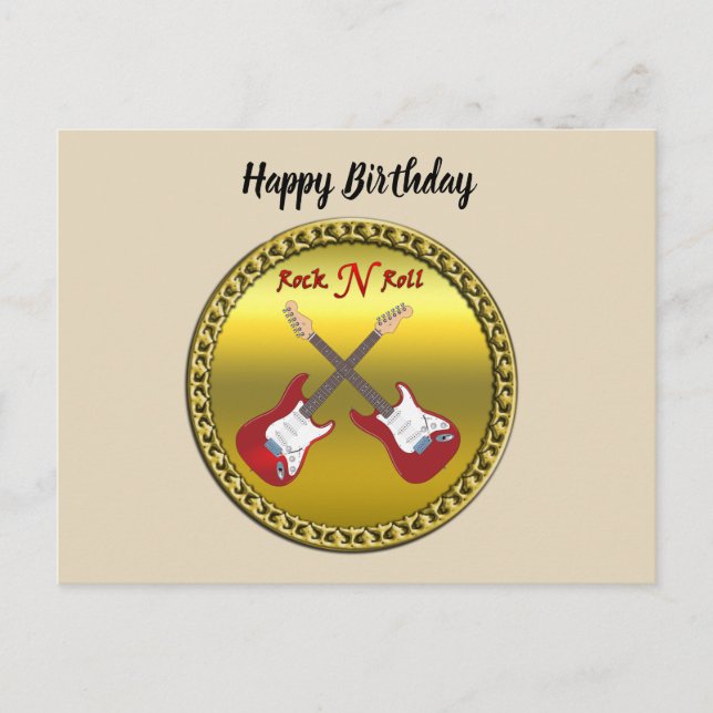 Cartão Postal Rock N roll com guitarras elétricas (Frente)