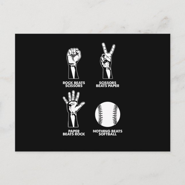 Cartão Postal Rock Paper Scissors Softball Pitcher Catcher Gift (Frente)