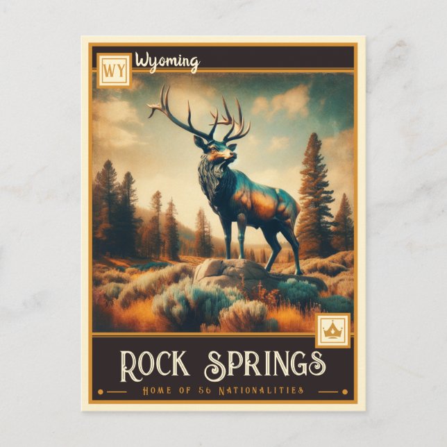 Cartão Postal Rock Springs, Wyoming | Vintage (Frente)