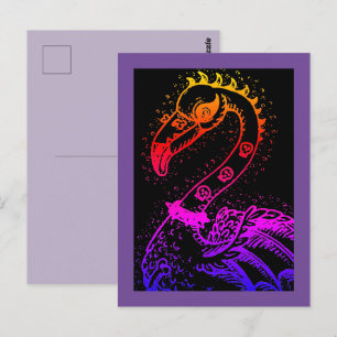 CARTÃO POSTAL ROCKER PUNK GÓTICO FLAMINGO, CRÂNIOS, CABELO PONTI