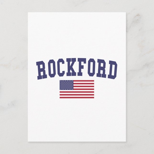 Cartão Postal Rockford EUA Flag (Frente)