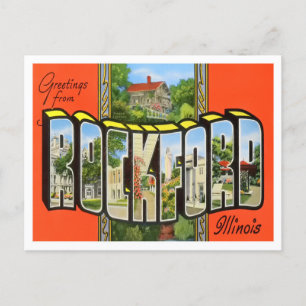 Cartão Postal Rockford, Illinois Vintage Big Letters Postcard
