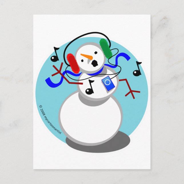 Cartão Postal Rockin' Snowman (Frente)