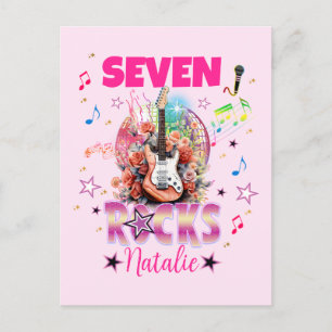 Cartão Postal Rock'n'Roll Guitar Musical Birthday Girl Rockstar