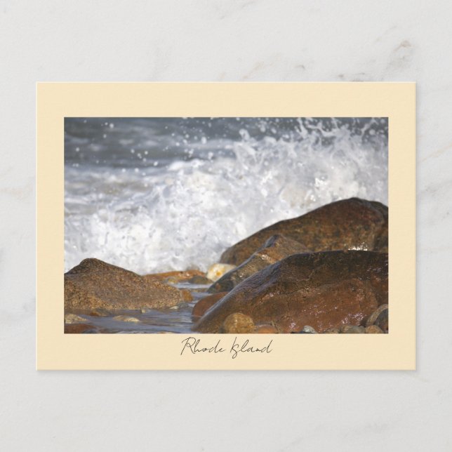 Cartão Postal Rocks Waves Rhode Island Postcard (Frente)