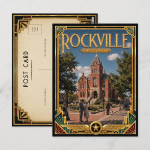 Cartão Postal Rockville Maryland Arte Deco Antigo Idade Dourada