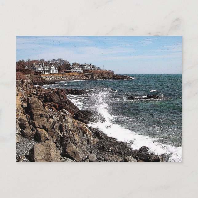 Cartão Postal Rocky Coastline - Porto de York, Maine Postcard (Frente)