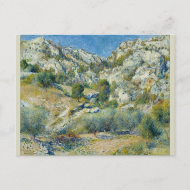 Cartão Postal Rocky Crags em L'Estaque por Pierre-Auguste Renoir (Frente)