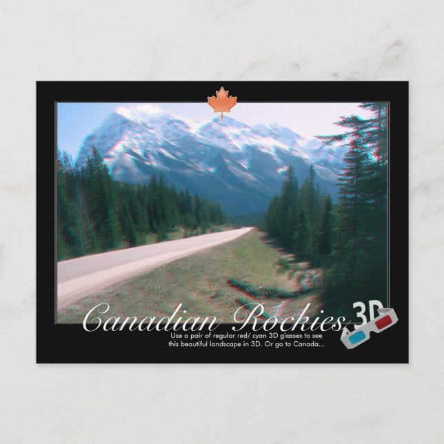 Cartão Postal Rocky Mounts Canada 3D Anaglyph Postcard (Frente)
