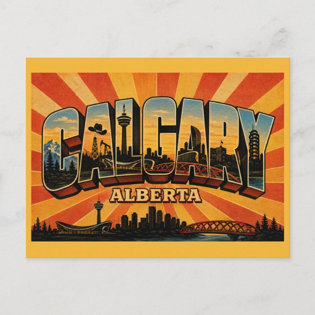 Cartão Postal Rodeio e Energia de Calgary Alberta (Frente)