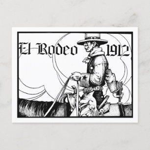 Cartão Postal Rodeo Cowboy Country 1912 Arte Ocidental