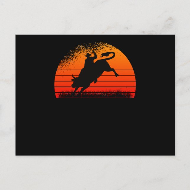 Cartão Postal Rodeo Western Cowboy Wild West Retro Bull (Frente)