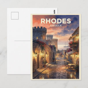 Cartão Postal Rodes Grécia Viagem Vintage