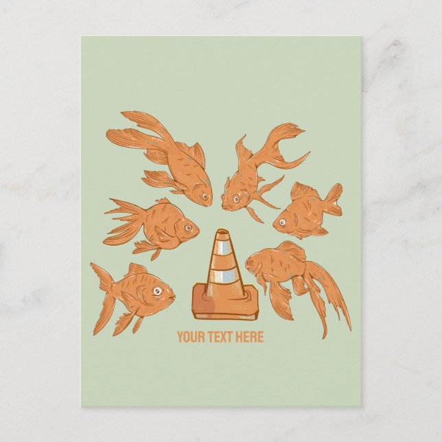 Cartão Postal Rodoviários de Cones e de Peixes-Dourados laranja (Frente)