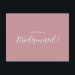 Cartão Postal Roe Pink e White Simple Bridesmaid<br><div class="desc">Feita para você!</div>