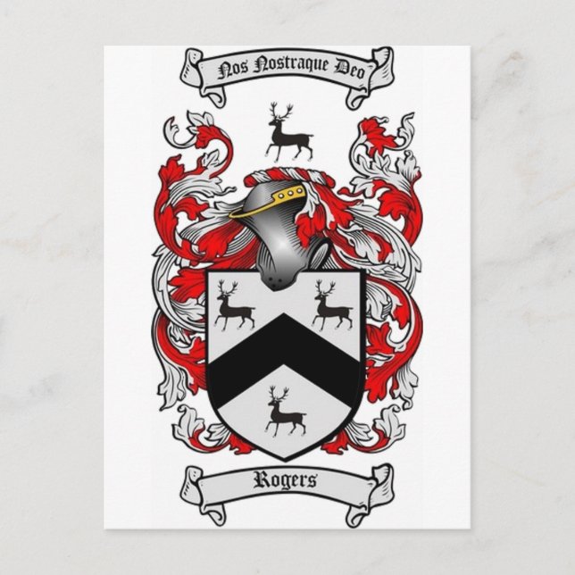 Cartão Postal ROGERS Family Crest (Frente)
